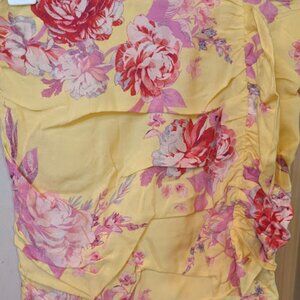 MNG viscose lined strapless top in beautiful floral print NWT XS